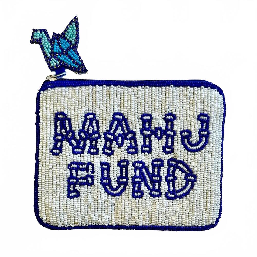 NEW LILY women's beaded mahjong coin purse in blue